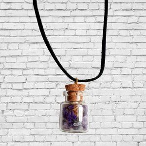 Amethyst Crystal Potion Vial Hippie Witch Necklace